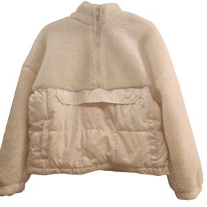 Fabletics Half-Zip Sherpa Puffer Hybrid Jacket – Off White | Size M